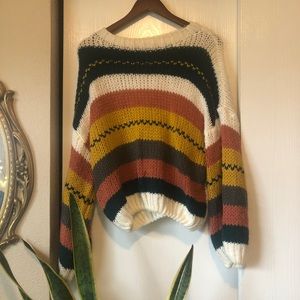 4 for $30 | 70s vibes rainbow cozy sweater